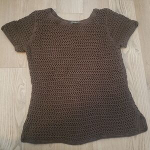 Eddie Bauer Chocolate Crochet Knit Top